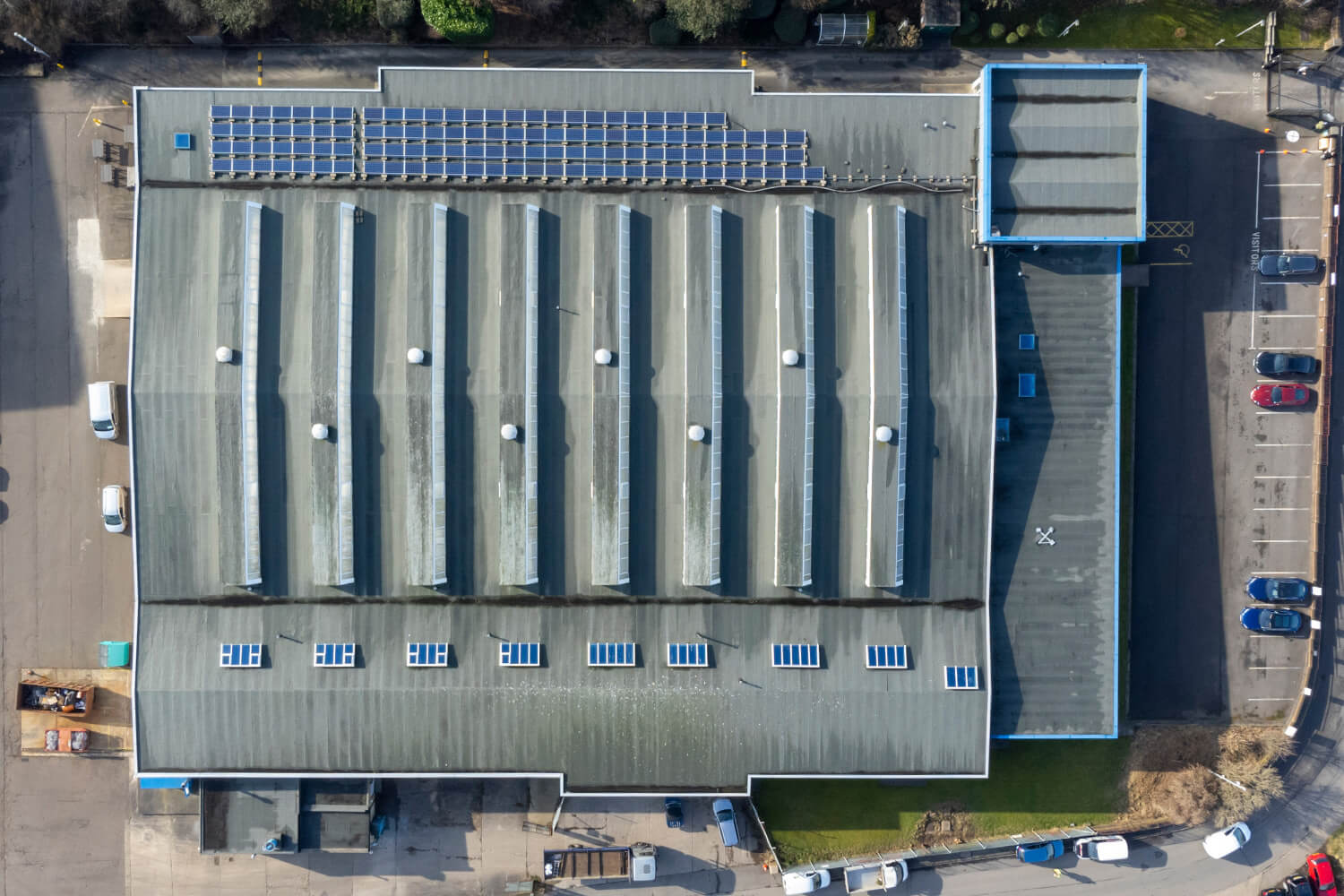UAV drone photo of a factory unit