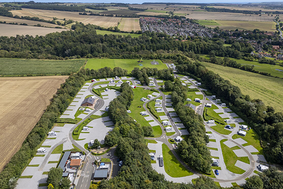 aerial view of a yorkshire campsite