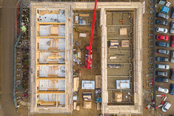 aerial view of a building site